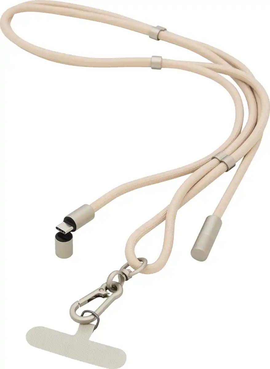 Bild 1 von IDEENWELT 2in1 Handykette & USB-C-Ladekabel beige