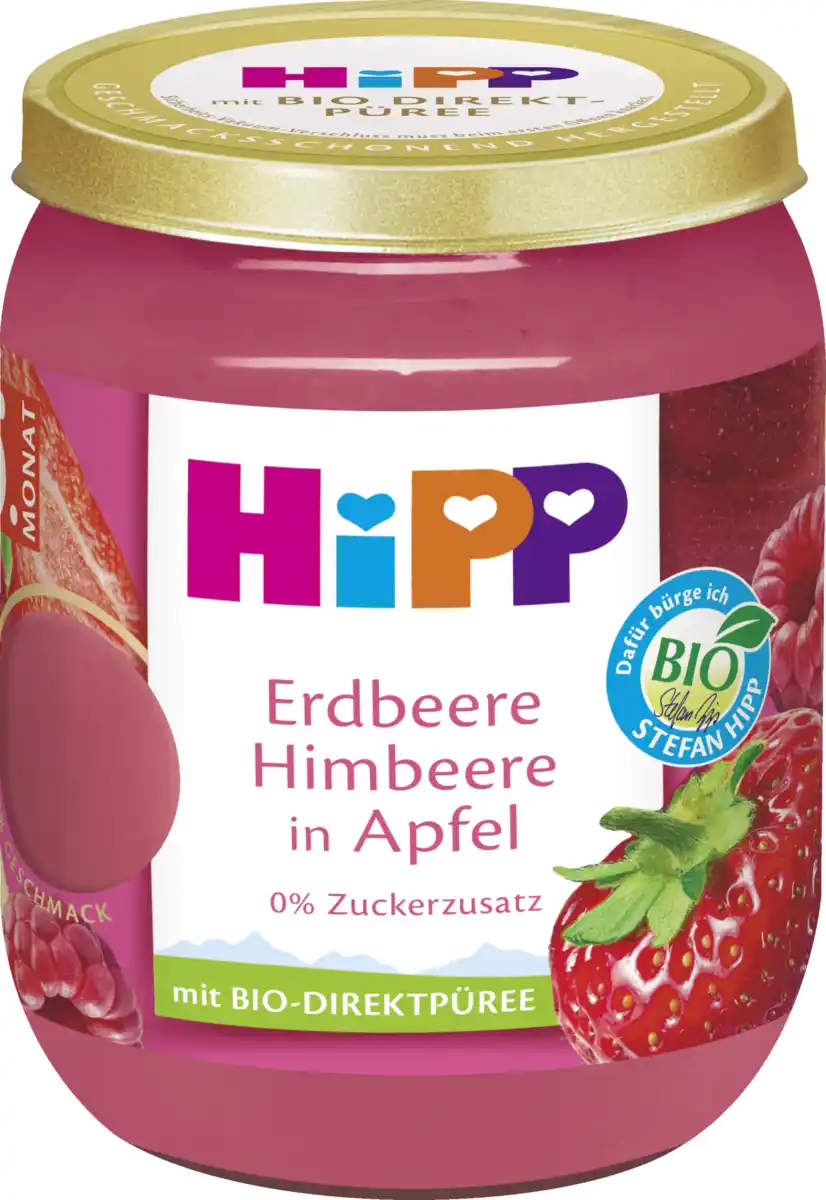 Bild 2 von HiPP Bio Erdbeere Himbeere in Apfel, 160 g