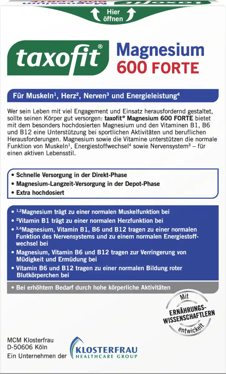 Bild 3 von taxofit Magnesium 600 Forte, 51,2 g