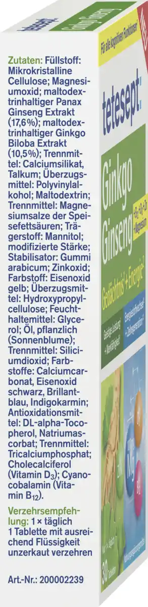 Bild 2 von tetesept Ginkgo Ginseng Tabletten, 17 g