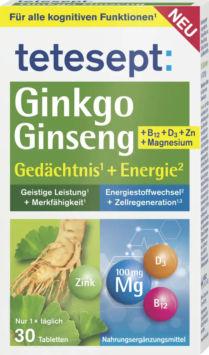 Bild 1 von tetesept Ginkgo Ginseng Tabletten, 17 g