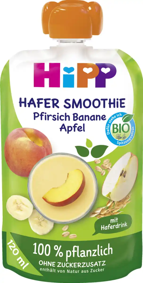 Bild 1 von HiPP Bio Hafer Smoothie Pfirsich Banane Apfel, 120 ml