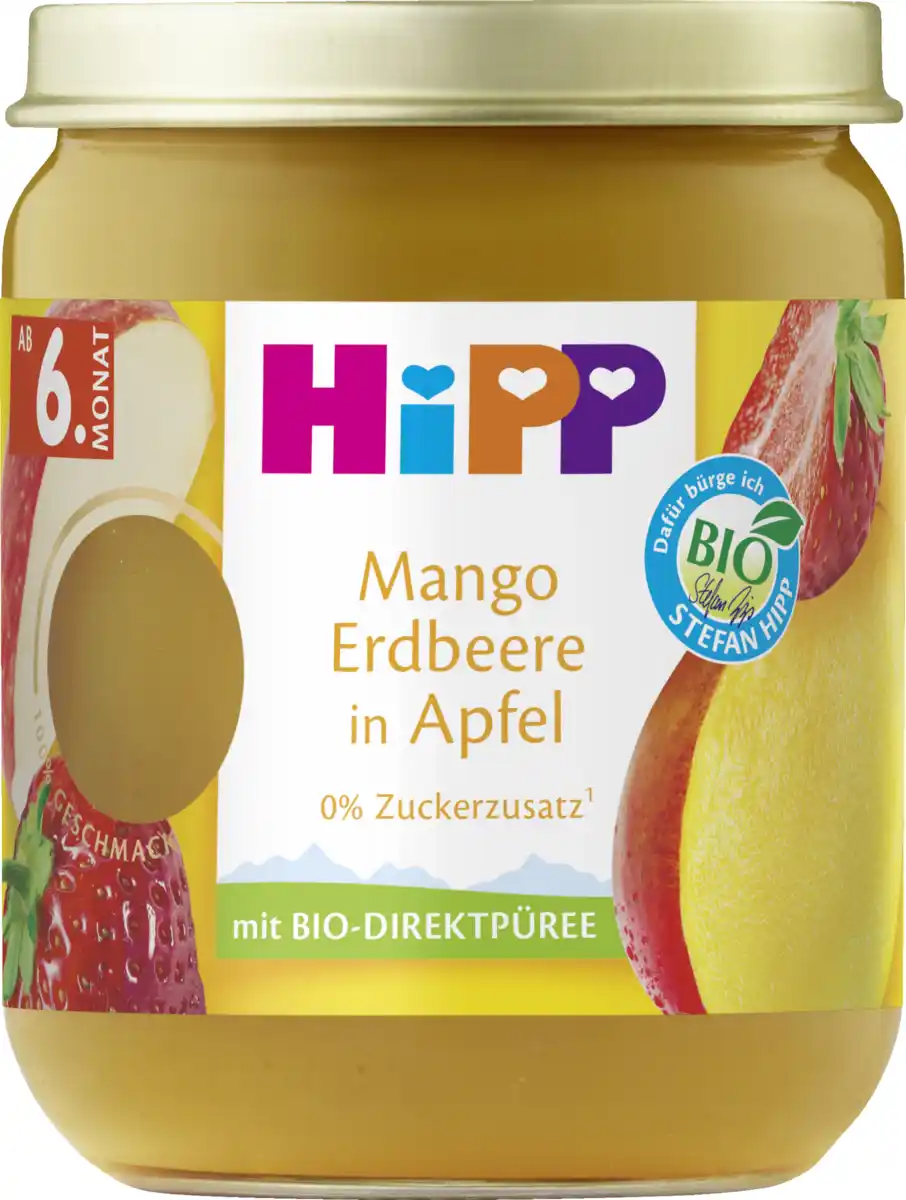 Bild 1 von HiPP Bio Mango Erdbeere in Apfel, 160 g