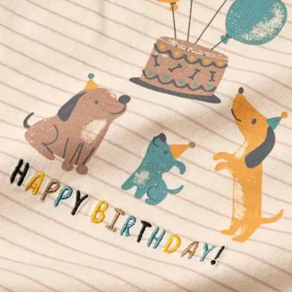 Bild 2 von ALANA Langarmshirt Geburtstag mit Happy Birthday-Schriftzug, beige, Gr. 98/104, 1 St