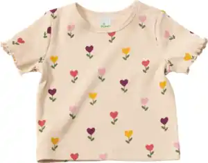 ALANA T-Shirt mit Tulpen-Muster & Ripp-Struktur, beige, Gr. 86, 1 St
