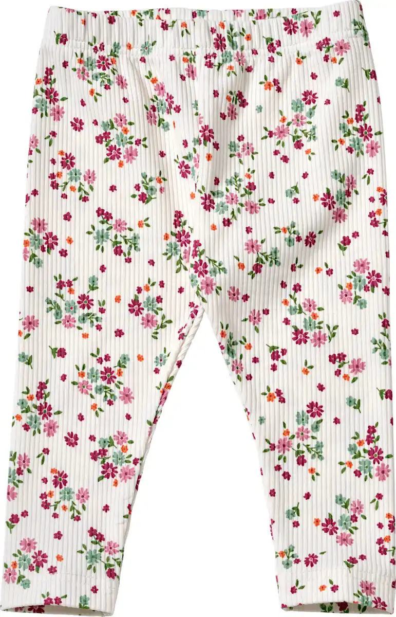 Bild 1 von ALANA Leggings mit Ripp-Struktur & Blumen-Muster, weiß & rosa, Gr. 122, 1 St