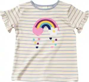 ALANA T-Shirt mit Regenbogen-Applikation, blau + weiß, Gr. 92, 1 St