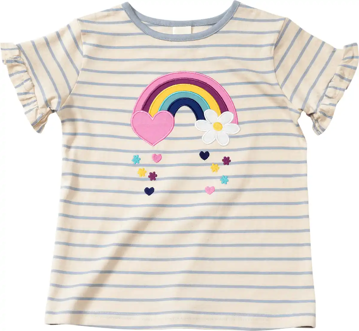 Bild 1 von ALANA T-Shirt mit Regenbogen-Applikation, blau + weiß, Gr. 92, 1 St