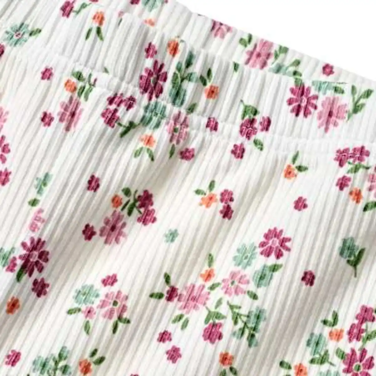 Bild 2 von ALANA Leggings mit Ripp-Struktur & Blumen-Muster, weiß & rosa, Gr. 122, 1 St