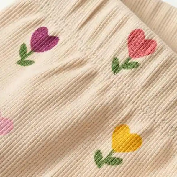 Bild 2 von ALANA Shorts mit Tulpen-Muster & Ripp-Struktur, beige, Gr. 98, 1 St