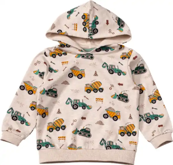 Bild 2 von ALANA Sweatshirt mit Kapuze & Baustellen-Muster, beige, Gr. 104, 1 St