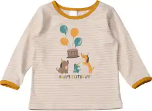 ALANA Langarmshirt Geburtstag mit Happy Birthday-Schriftzug, beige, Gr. 98/104, 1 St