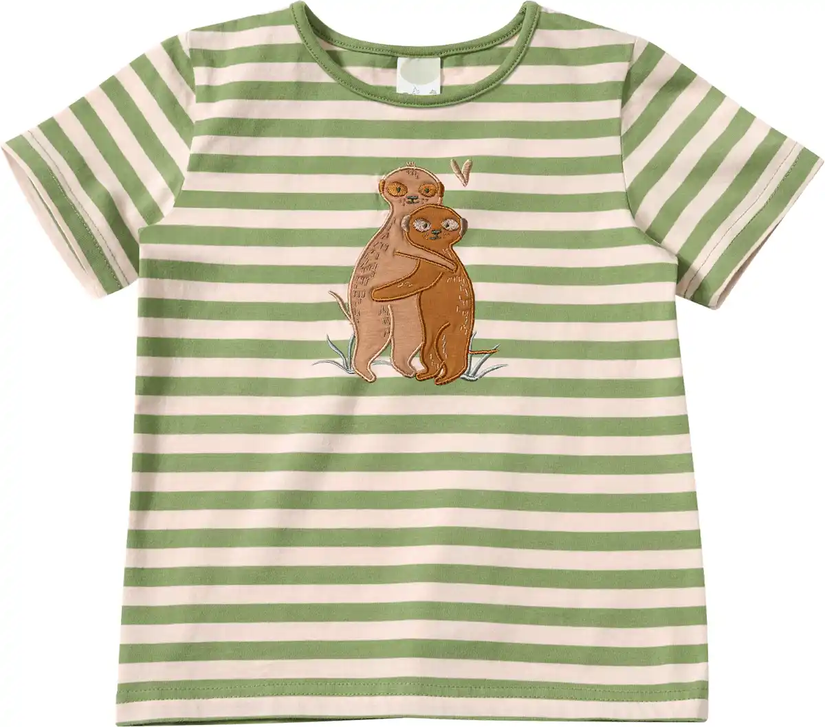 Bild 1 von ALANA T-Shirt mit Erdmännchen-Motiv & Ringel-Muster, grün, Gr. 98, 1 St