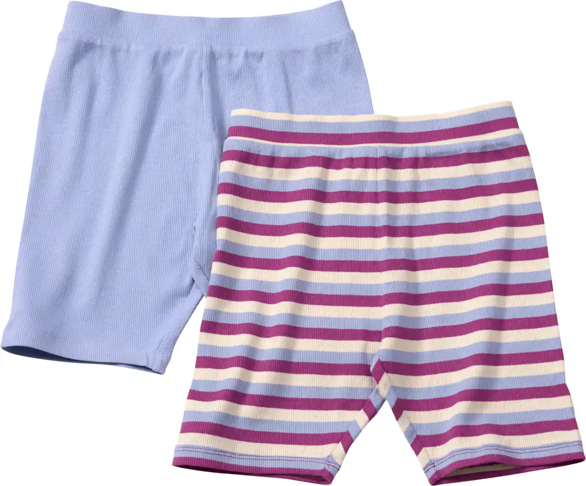 Bild 1 von ALANA Radlerhosen mit Ringel-Muster & Ripp-Struktur, lila + rosa, Gr. 116, 2 St