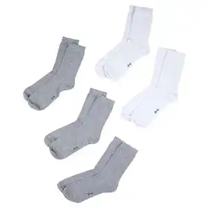 UP2FASHION BASICS Damen und Herren Socken 5er-Pack, Grau/Weiß, 35/38