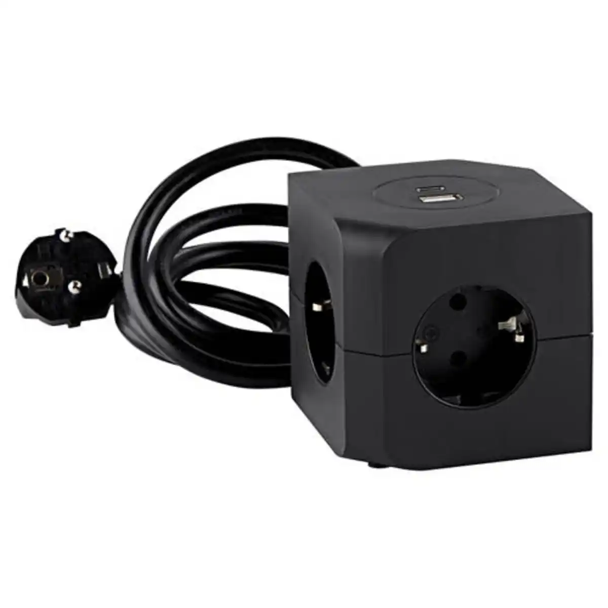 Bild 1 von HOME CREATION Steckdosenwürfel mit USB, Schwarz