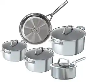 ZEROSTICK 5-teiliges Topf- und Pfannen-Set Edelstahl