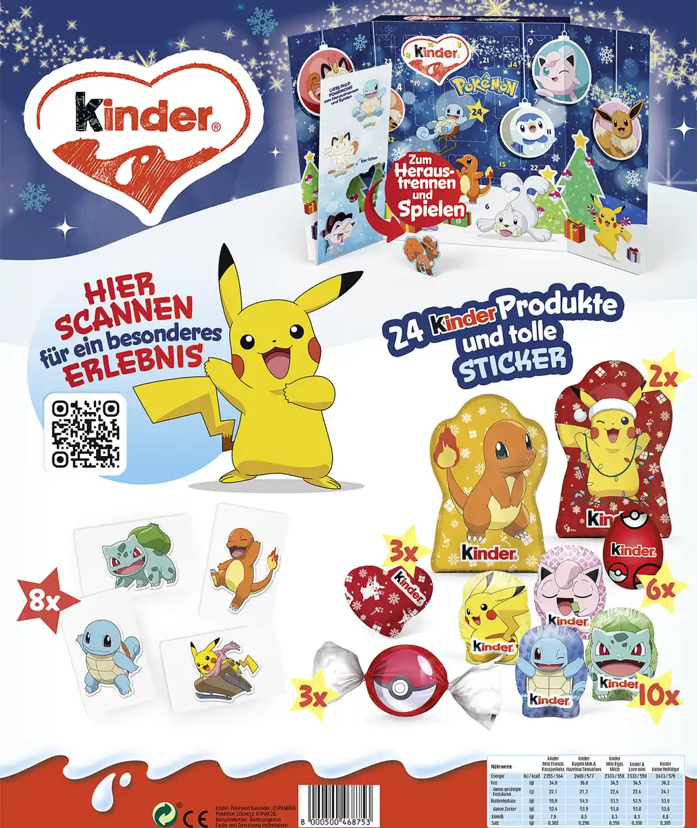 Bild 2 von Ferrero Kinder Pokémon Adventskalender 2026