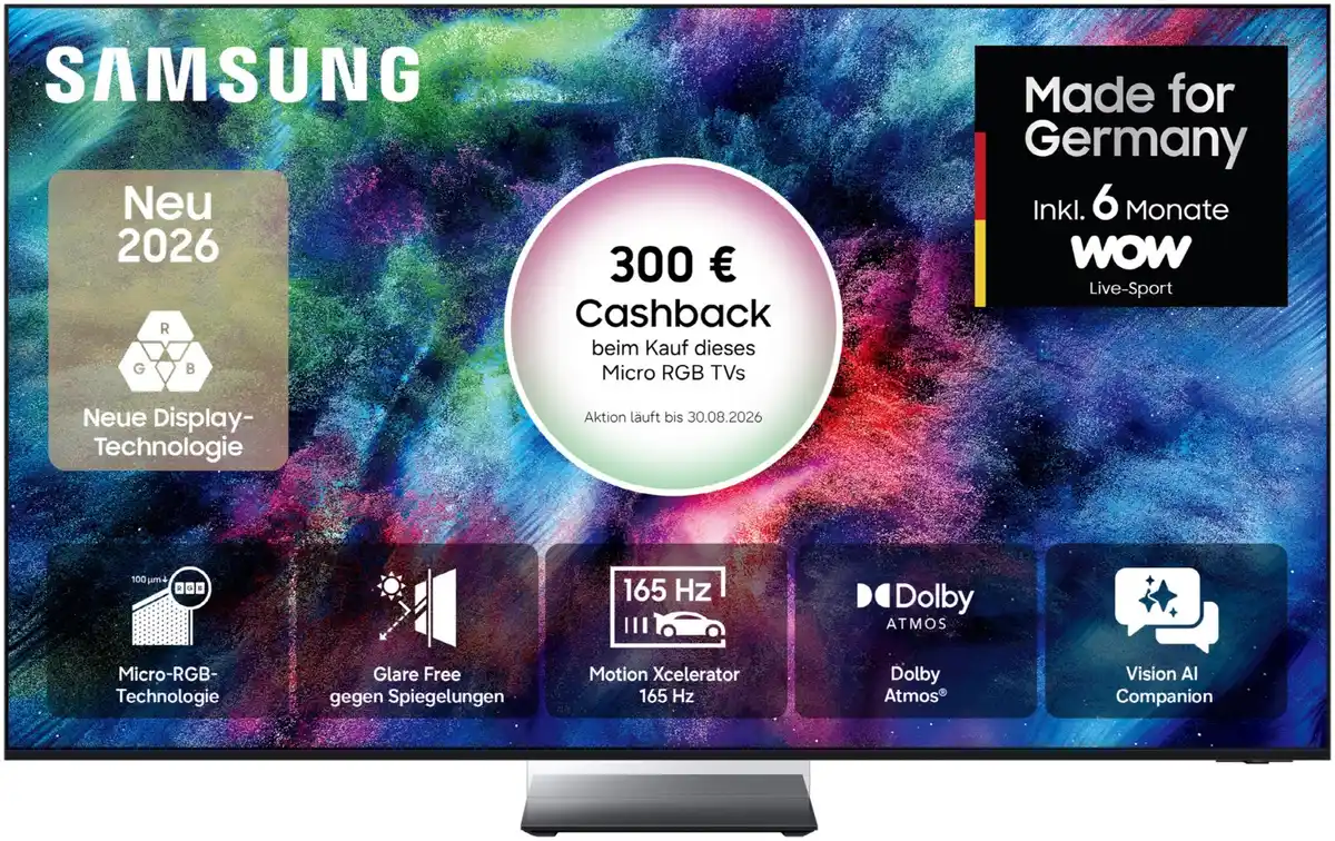 Bild 1 von GMR65R95HAT 163 cm (65") Micro RGB Vision AI Smart TV schwarz, 4K Ultra HD, LCD, 120 Hz, Sprachsteuerung