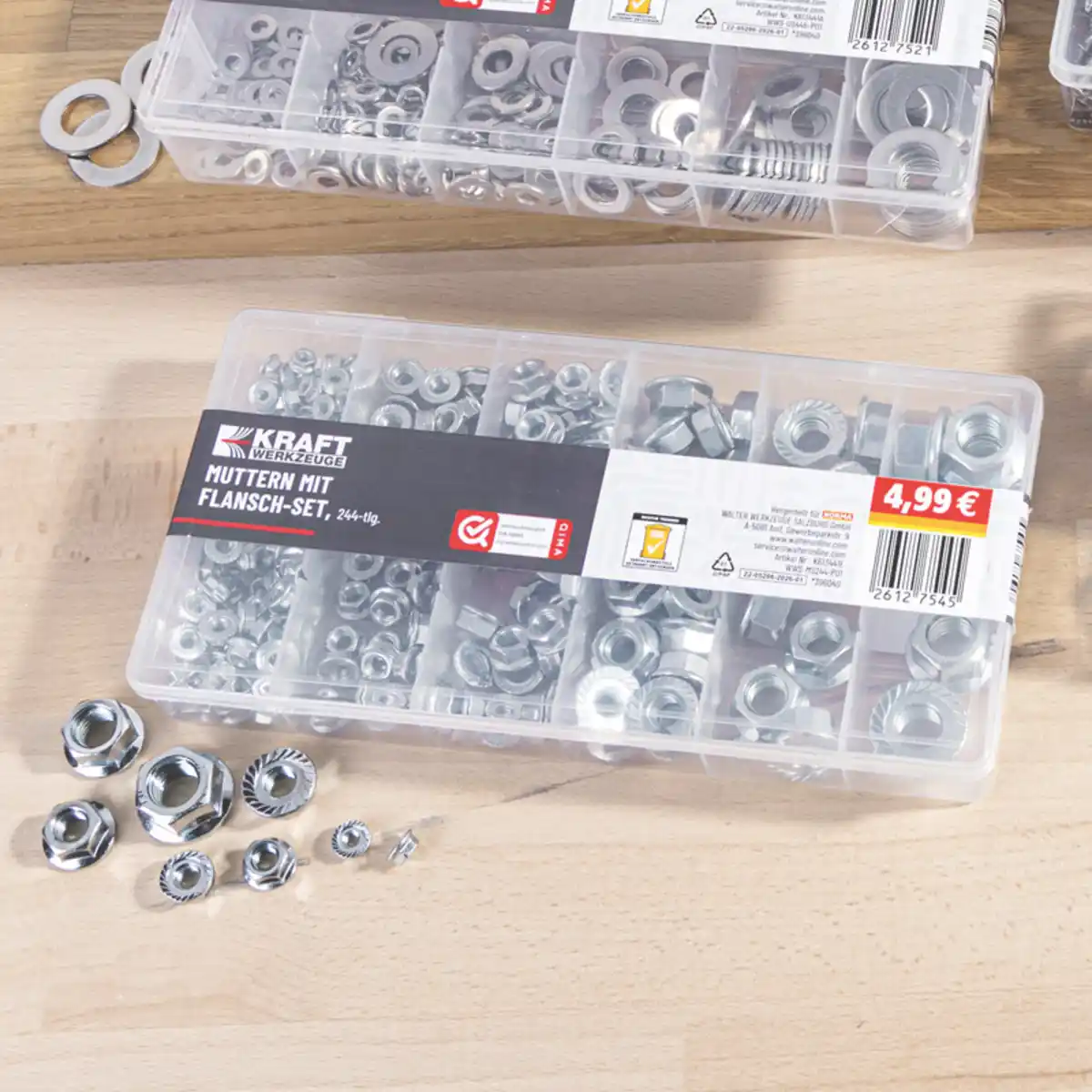 Bild 1 von Kraft Werkzeuge Muttern mit Flansch-Set 244-tlg.