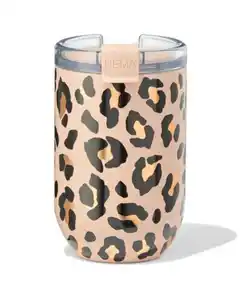 Kaffeebecher, 350 ml, aus Edelstahl, Leopardenmuster