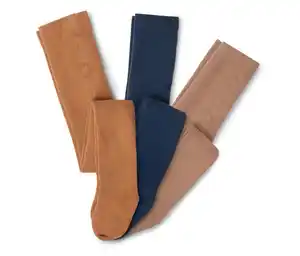 3 Kinder-Frottee-Thermostrumpfhosen, braun/blau