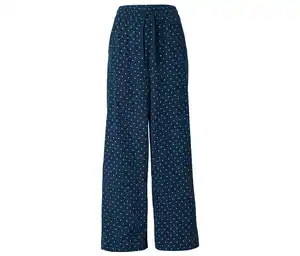 Schlupfhose in Crinkle-Optik, dunkelblau mit weißen Punkten