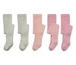 5 Kinder-Strumpfhosen, rosa/mintgrün