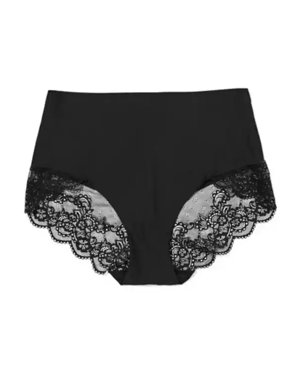 Bild 3 von Damen-Slip mittelstark figurfreundlich Elastan mit Spitze schwarz