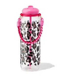 XXL-Wasserflasche, 1150 ml, mit Band, Leopardenmuster