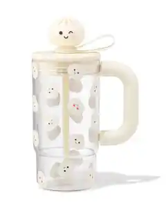 Trinkbecher, 720 ml, mit Trinkhalm, Teigtasche
