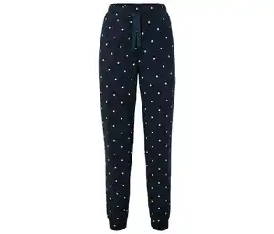 Pyjamahose, dunkelblau mit cremefarbenen Punkten