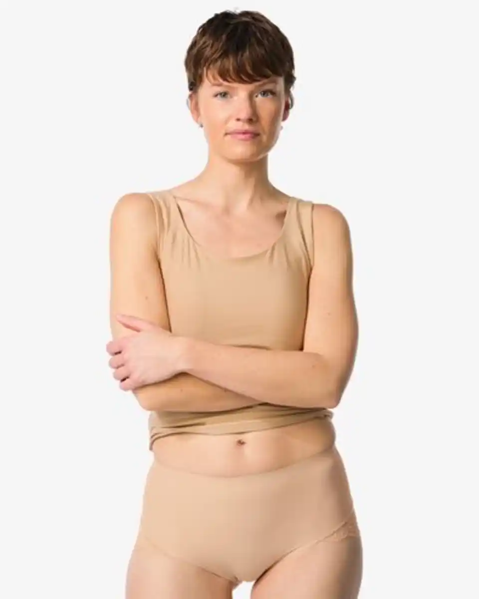 Bild 2 von Mittelstark korrigierender Slip, hohe Taille, Spitzenbesatz beige