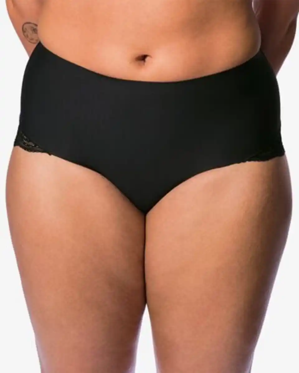 Bild 2 von Damen-Slip mittelstark figurfreundlich Elastan mit Spitze schwarz