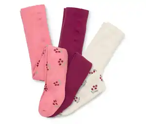 3 Kinder-Frottee-Thermostrumpfhosen, Blumen