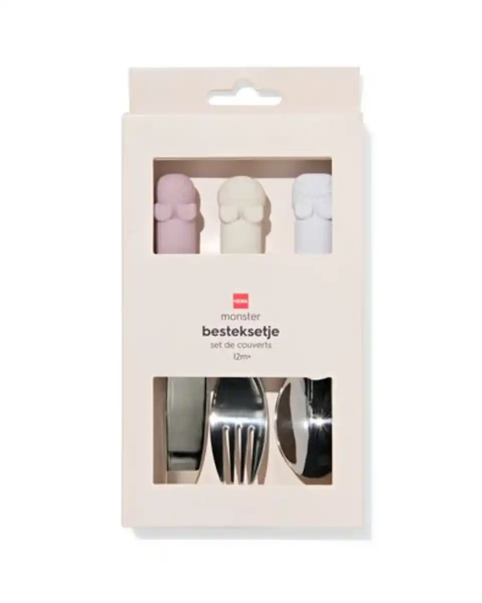 Bild 2 von Kinderbesteck Silikonmonster rosa 3-teilig