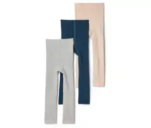 3 Kinder-Thermoleggings, creme/grau/blau