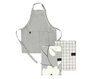 SCHÖNER WOHNEN-Kollektion Küchentextil-Set, Schürze und 2 Geschirrtücher, grau