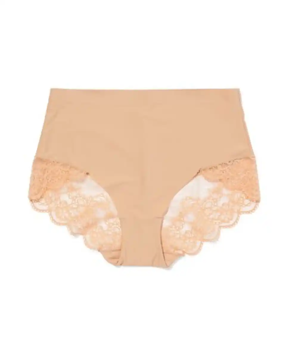 Bild 3 von Mittelstark korrigierender Slip, hohe Taille, Spitzenbesatz beige