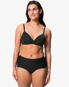 Damen-Slip mittelstark figurfreundlich Elastan mit Spitze schwarz