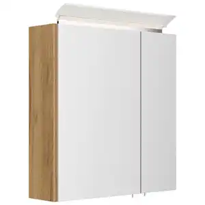 Mid.you Spiegelschrank, Eiche, Glas, 2 Fächer, 60x62x17 cm, Soft-Close-System, hängend, Badezimmer, Badezimmerspiegel, Spiegelschränke