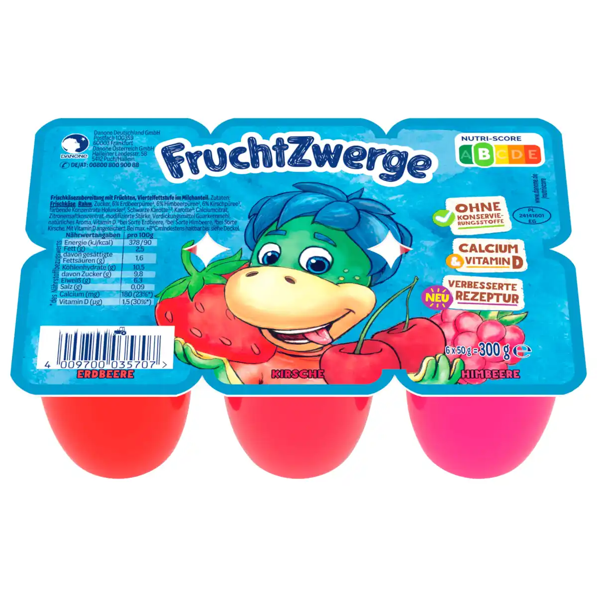 Bild 1 von Danone Fruchtzwerge Erdbeere, Kirsche, Himbeere 6x50g