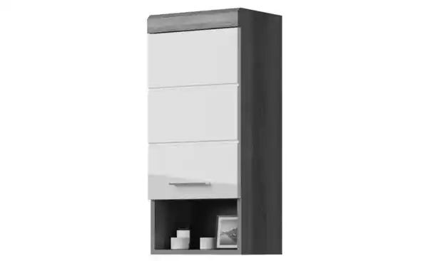 Bild 2 von Hängeschrank SCHLOONSEE, Breite 37cm, 1 Tür, 1 offenes Fächer, 1 Einlegeboden, MDF-Front, in verschiedenen Farben erhältlich, Badmöbel, Badschrank, Schrank, Bad Schloonsee