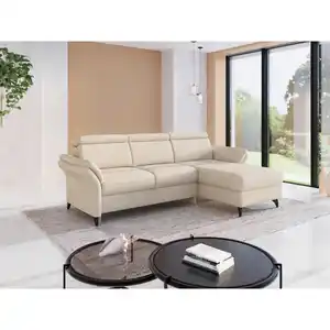 Sit & More Ecksofa Glendale E, Sand, Metall, 4,5-Sitzer, Ottomane rechts, L-Form, 253x166 cm, Goldenes M, Oeko-Tex® Standard 100, Made in Europe, DGM-Klimapakt, Rücken echt, Armteil links, rechts,