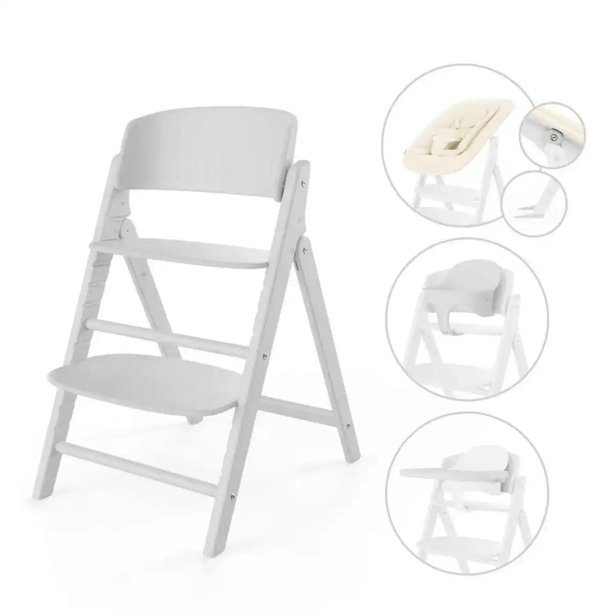 Bild 1 von cybex Gold Hochstuhl Click \u0026 Fold, Weiß, Holz, Kunststoff, Textil, Buche, massiv, Sperrholz, 47x80.8-90.6x69.9-77.5 cm, zusammenklappbar, Fußstütze verstellbar, Sitzfläche Bezug waschbar, 3-