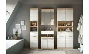 Badmöbel-Set SCHLOONSEE, 4 teilig, bestehend aus: Hochschrank schmal, WBU, Spiegelschrank, Hochschrank breit Schloonsee