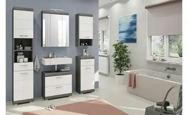 Bild 3 von Hängeschrank SCHLOONSEE, Breite 37cm, 1 Tür, 1 offenes Fächer, 1 Einlegeboden, MDF-Front, in verschiedenen Farben erhältlich, Badmöbel, Badschrank, Schrank, Bad Schloonsee