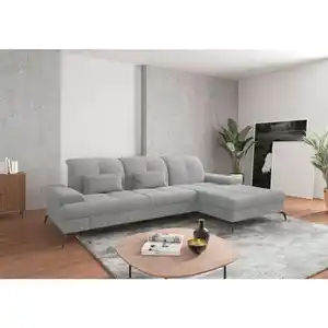 Sit & More Ecksofa, Hellgrau, Metall, 4,5-Sitzer, L-Form, Ottomane rechts, 279x185 cm, Goldenes M, Oeko-Tex® Standard 100, Made in Europe, DGM-Klimapakt, Rücken echt, Schlafen auf Sitzhöhe, Armtei