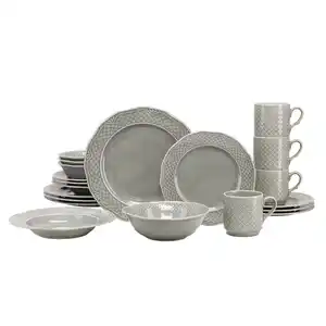 Creatable Kombiservice Arianne Grau, Grau, Keramik, 20-teilig, 350 ml, Essen & Trinken, Geschirr, Geschirr-Sets, Kombiservice