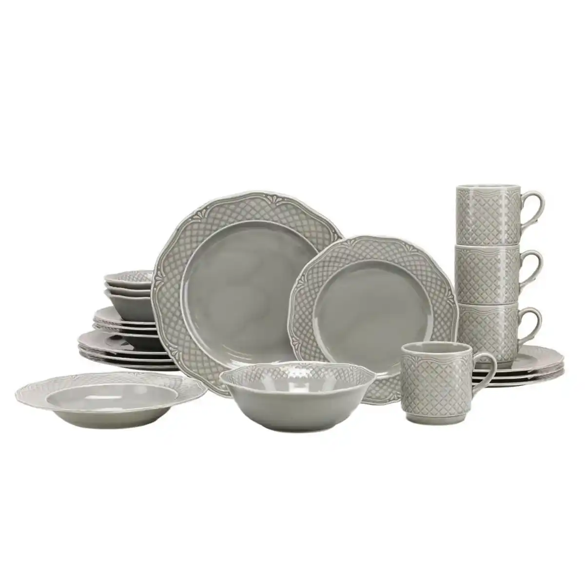 Bild 1 von Creatable Kombiservice Arianne Grau, Grau, Keramik, 20-teilig, 350 ml, Essen & Trinken, Geschirr, Geschirr-Sets, Kombiservice
